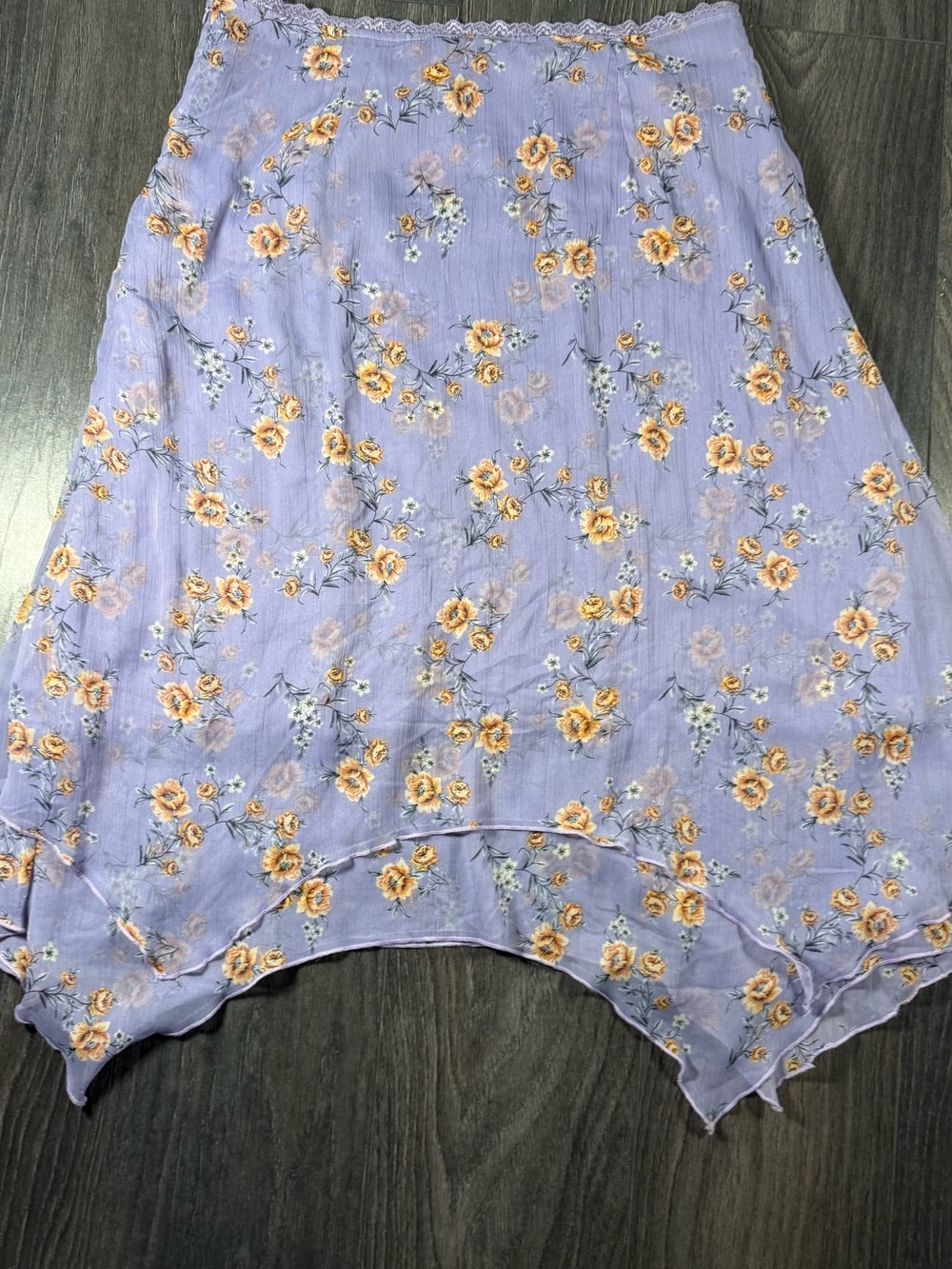 Free People Lavender Floral Asymmetrical Handkerchief Hem Skirt - Picture 5 of 5